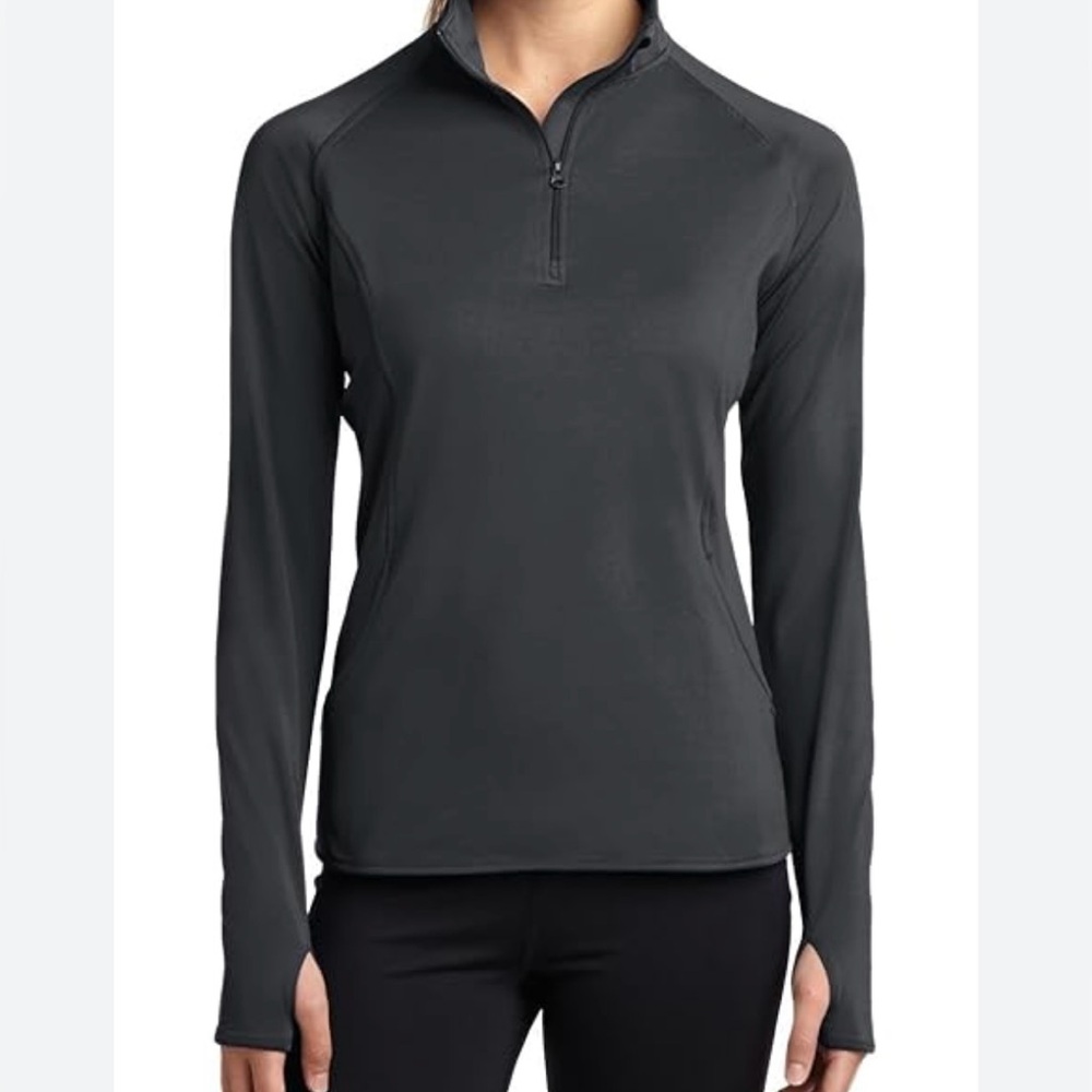 SPORT-TEK. Ladies Sport-Wick, Stretch‎ Pullover, 1/2 Zip. Medium. Pewter/…